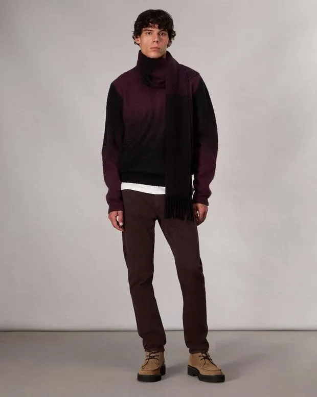 Men Sweaters Rag and Bone Downing Crewneck Sweater Burgundy Multi