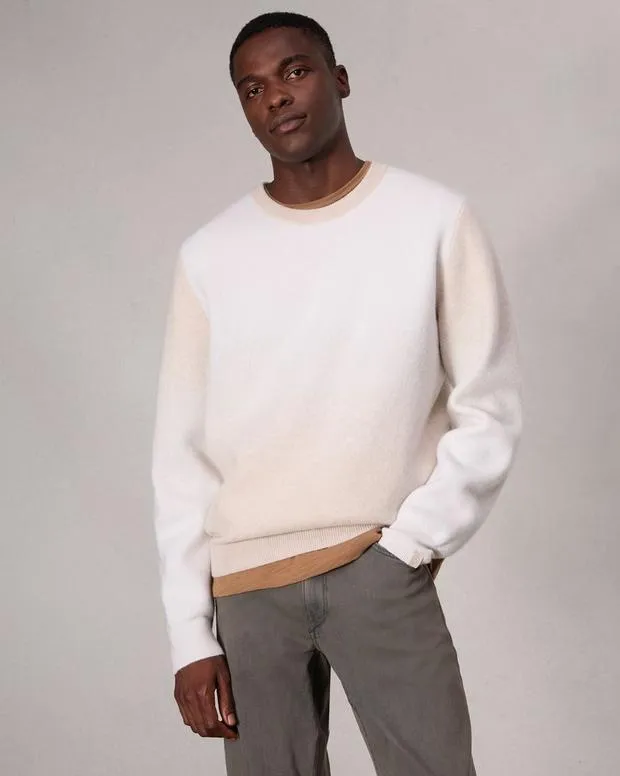 Men Sweaters Rag and Bone Downing Crewneck Sweater Ivory Multi