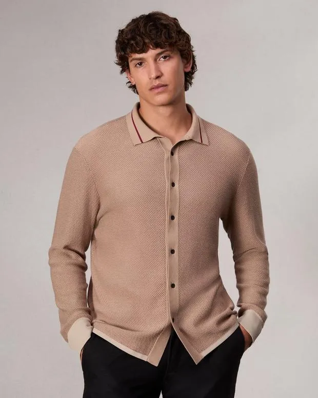 Men Sweaters Rag and Bone Harvey Knit Shirt Desert