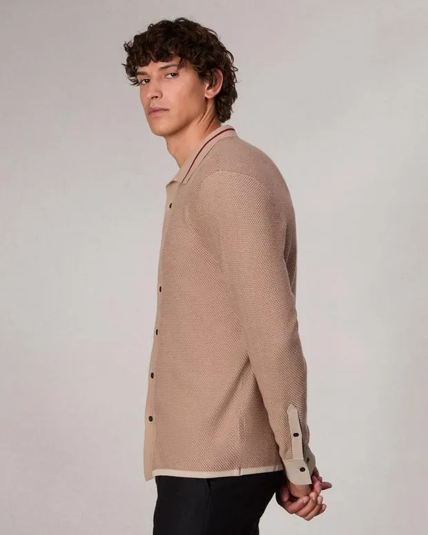 Men Sweaters Rag and Bone Harvey Knit Shirt Desert