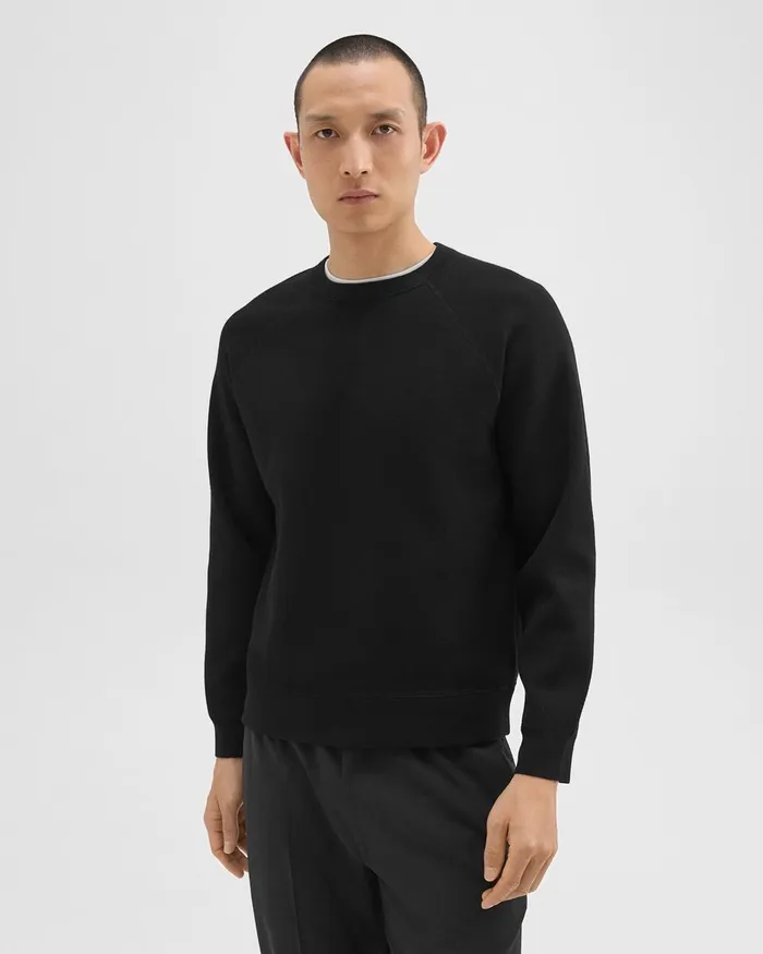 Men Sweatshirts Hoodies Theory Raglan Sleeve Sweatshirt In Light Bilen Black