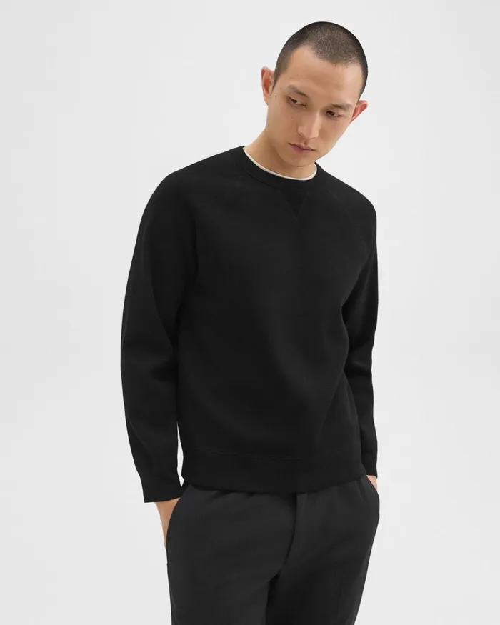 Men Sweatshirts Hoodies Theory Raglan Sleeve Sweatshirt In Light Bilen Black