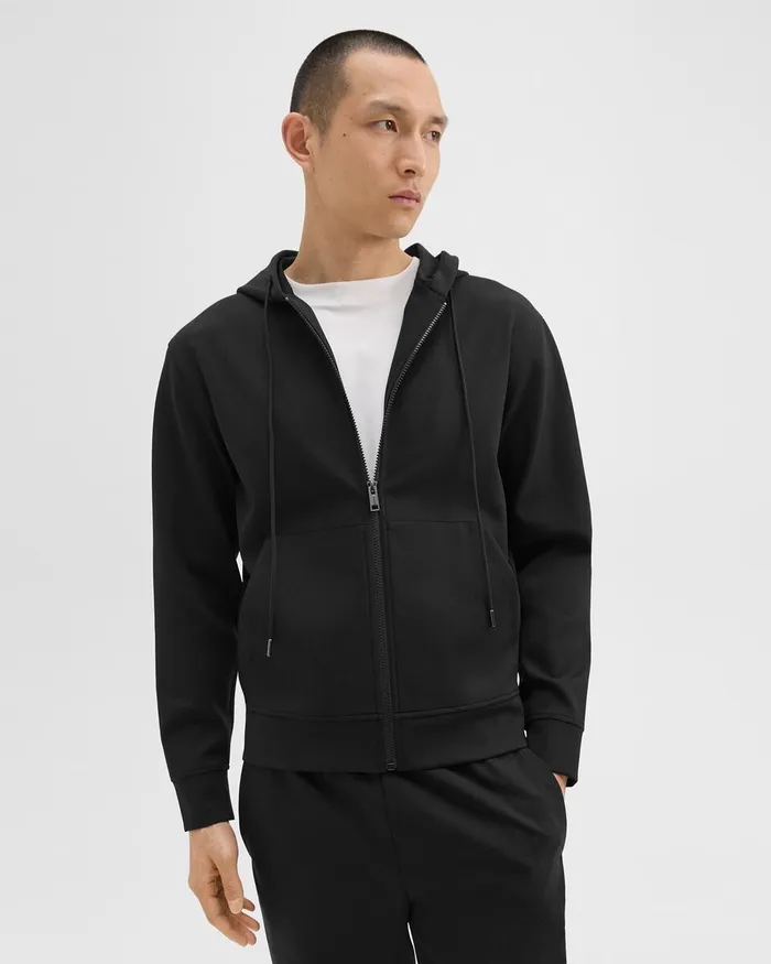 Men Sweatshirts Hoodies Theory ZipUp Hoodie In Scuba Black