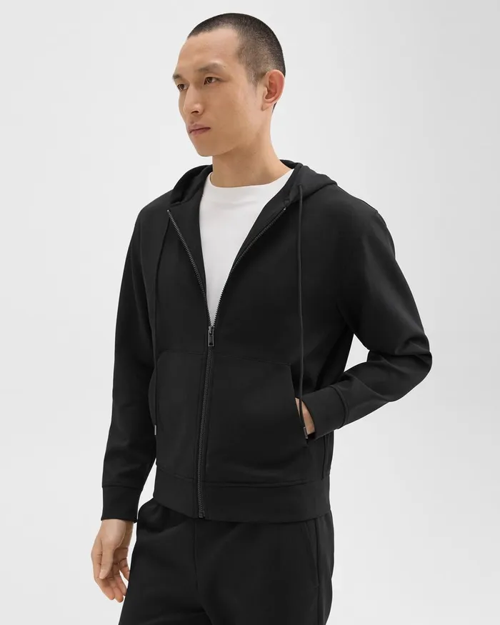 Men Sweatshirts Hoodies Theory ZipUp Hoodie In Scuba Black