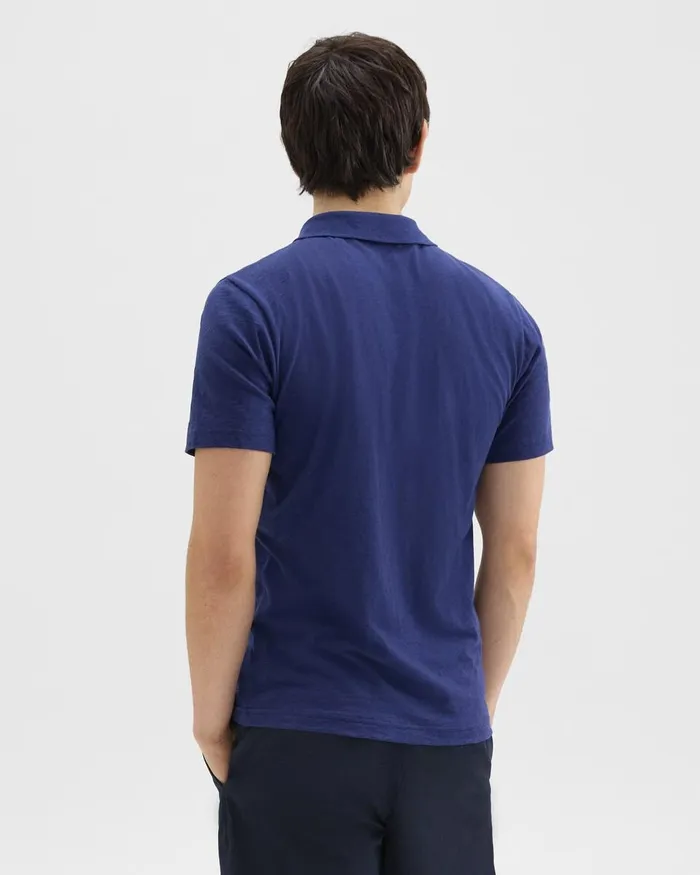 Men TShirts Polos Theory Bron Polo Shirt In Cosmos Slub Cotton Ocean