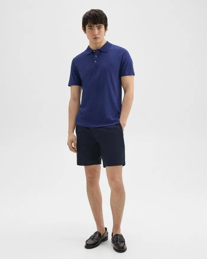 Men TShirts Polos Theory Bron Polo Shirt In Cosmos Slub Cotton Ocean