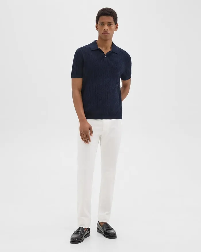 Men TShirts Polos Theory Cable Knit Polo In Cotton Baltic