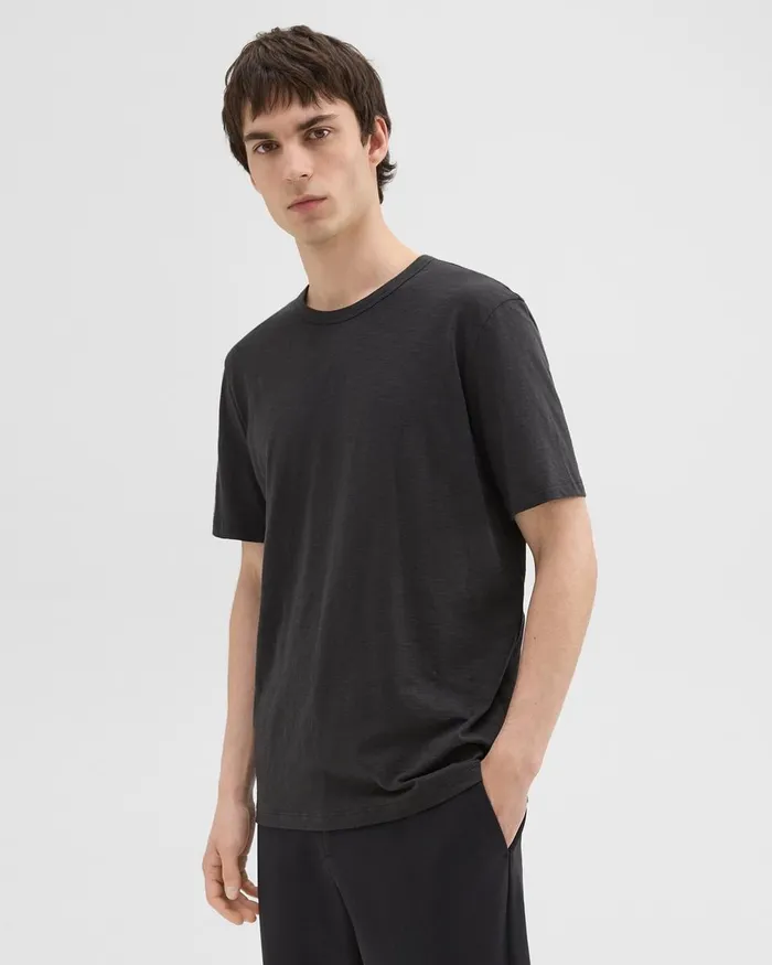 Men TShirts Polos Theory Essential Tee In Cosmos Slub Cotton Black