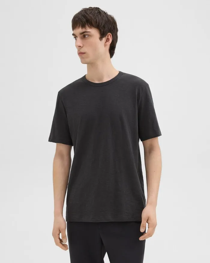 Men TShirts Polos Theory Essential Tee In Cosmos Slub Cotton Black