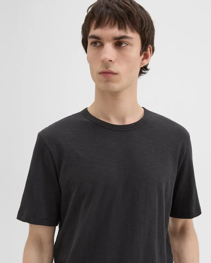 Men TShirts Polos Theory Essential Tee In Cosmos Slub Cotton Black