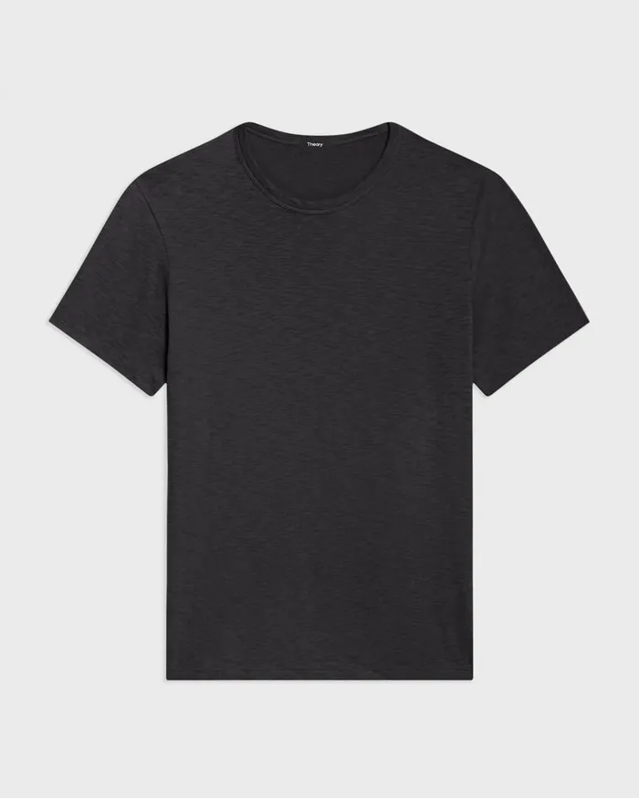 Men TShirts Polos Theory Essential Tee In Cosmos Slub Cotton Black
