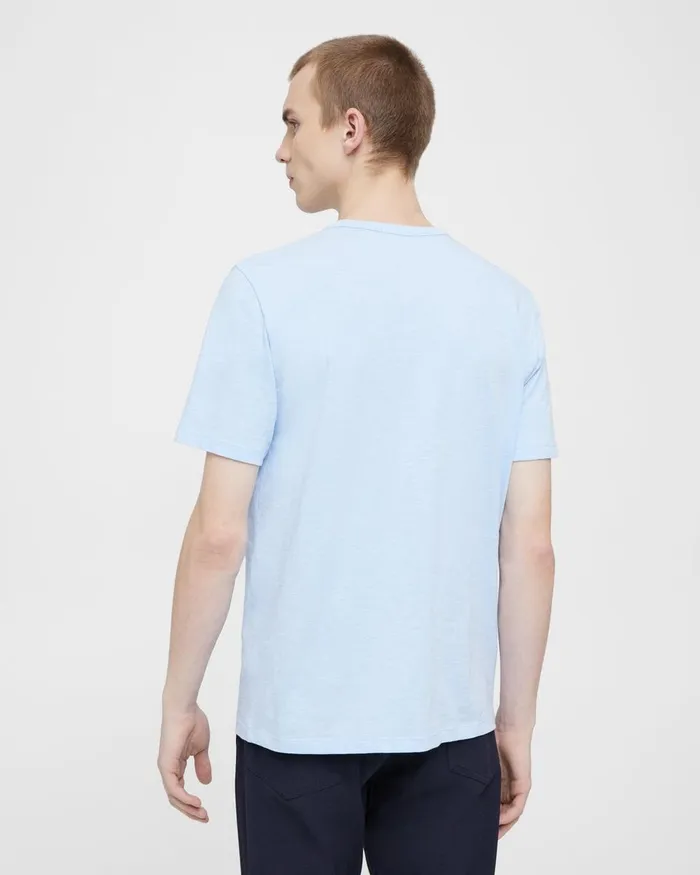 Men TShirts Polos Theory Essential Tee In Cosmos Slub Cotton Blue Horizon