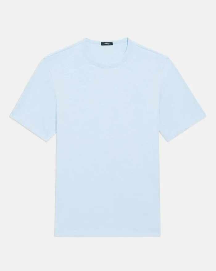 Men TShirts Polos Theory Essential Tee In Cosmos Slub Cotton Blue Horizon