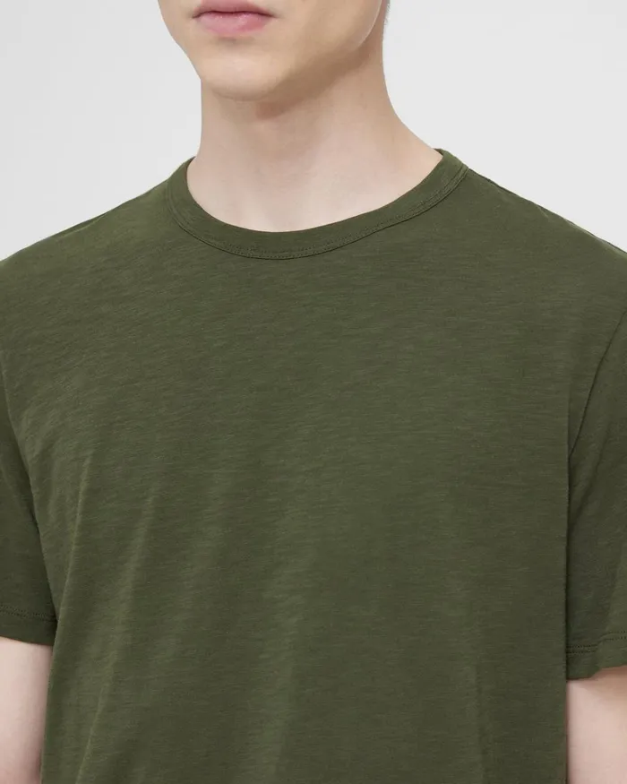 Men TShirts Polos Theory Essential Tee In Cosmos Slub Cotton Dark Olive