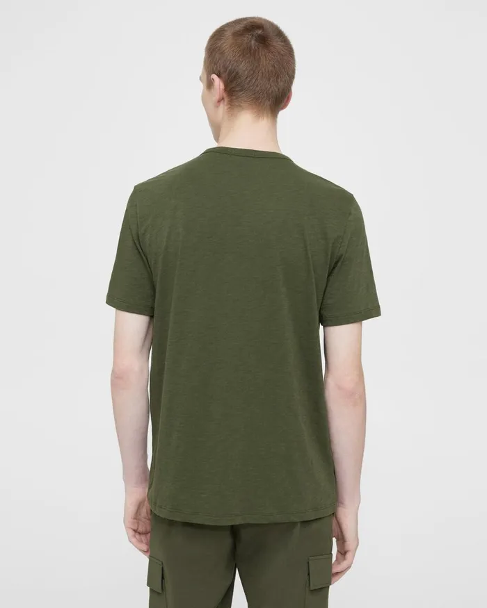 Men TShirts Polos Theory Essential Tee In Cosmos Slub Cotton Dark Olive