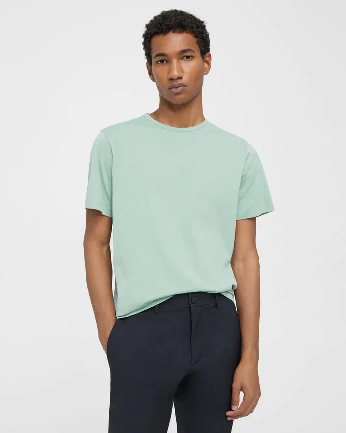 Men TShirts Polos Theory Precise Tee In Pima Cotton Jersey Blue Surf