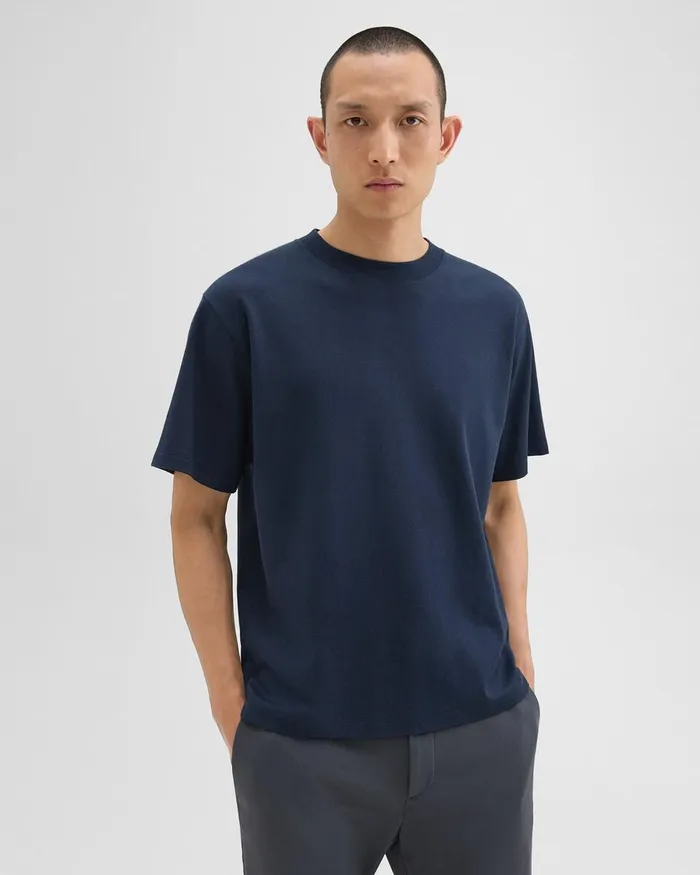 Men TShirts Polos Theory Relaxed Tee In Cotton Jersey Baltic