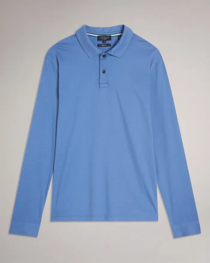 Men TOLER 8211 Long Sleeve Slim Fit Polo Shirt Dark Blue Ted Baker Polo Shirts