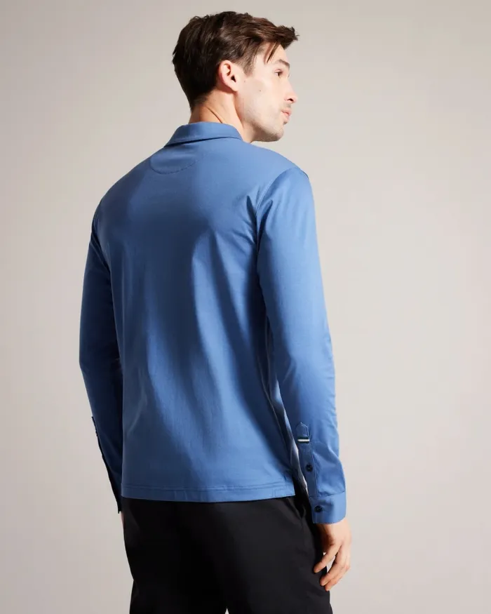 Men TOLER 8211 Long Sleeve Slim Fit Polo Shirt Dark Blue Ted Baker Polo Shirts Men TOLER 8211 Long Sleeve Slim Fit Polo Shirt Dark Blue Ted Baker Polo Shirts