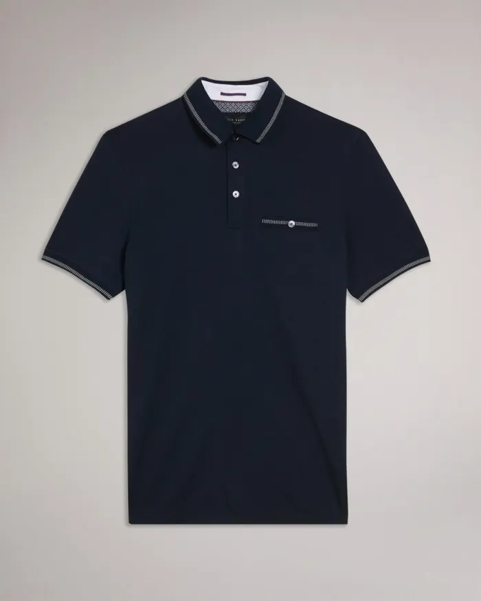 Men TORTILA 8211 Polo Shirt With Striped Details Navy Ted Baker Tops