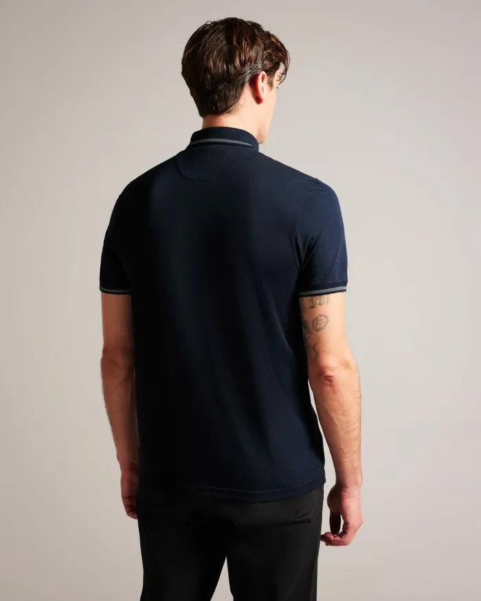 Men TORTILA 8211 Polo Shirt With Striped Details Navy Ted Baker Tops Men TORTILA 8211 Polo Shirt With Striped Details Navy Ted Baker Tops