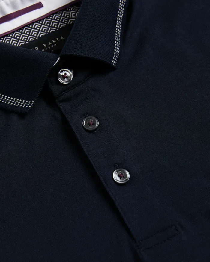 Men TORTILA 8211 Polo Shirt With Striped Details Navy Ted Baker Tops Men TORTILA 8211 Polo Shirt With Striped Details Navy Ted Baker Tops