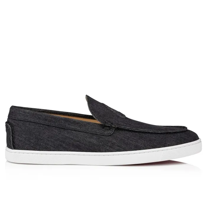 Men Varsiboat Boat Shoes 8211 Denim And Rubber 8211 Black Christian Louboutin Loafers and Moccasins