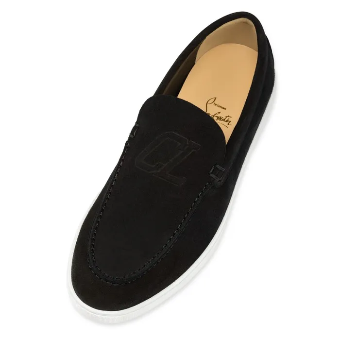 Men Varsiboat Boat Shoes 8211 Leather 8211 Black Christian Louboutin Sneakers