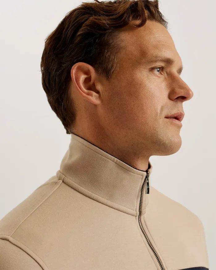 Men VELLER 8211 Long Sleeve Half Zip Jumper Taupe Ted Baker Jumpers and Knitwear Men VELLER 8211 Long Sleeve Half Zip Jumper Taupe Ted Baker Jumpers and Knitwear