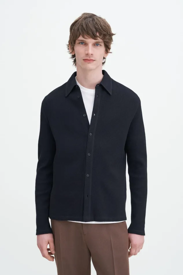 Men Waffle Jersey Shirt Black Filippa K TShirts