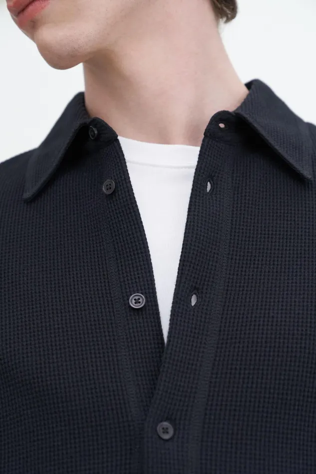 Men Waffle Jersey Shirt Black Filippa K TShirts