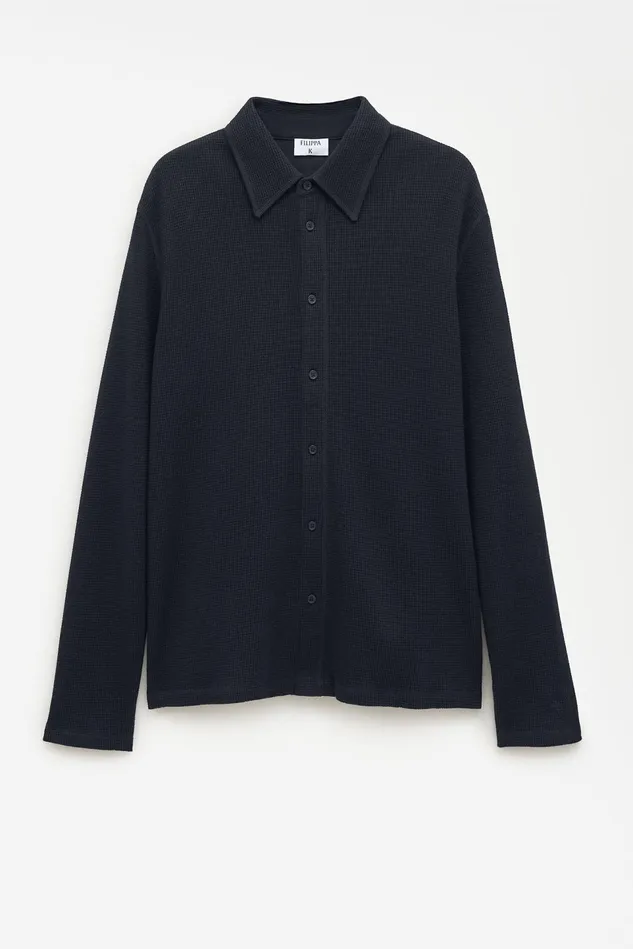 Men Waffle Jersey Shirt Black Filippa K TShirts