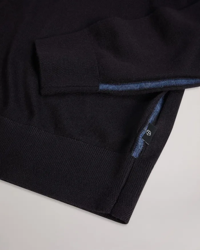 Men WEMBLEY 8211 Merino Wool Long Sleeve Polo Shirt Navy Ted Baker Tops