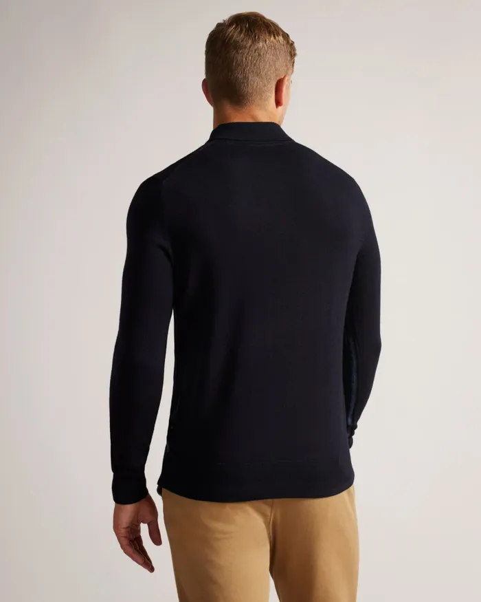 Men WEMBLEY 8211 Merino Wool Long Sleeve Polo Shirt Navy Ted Baker Tops