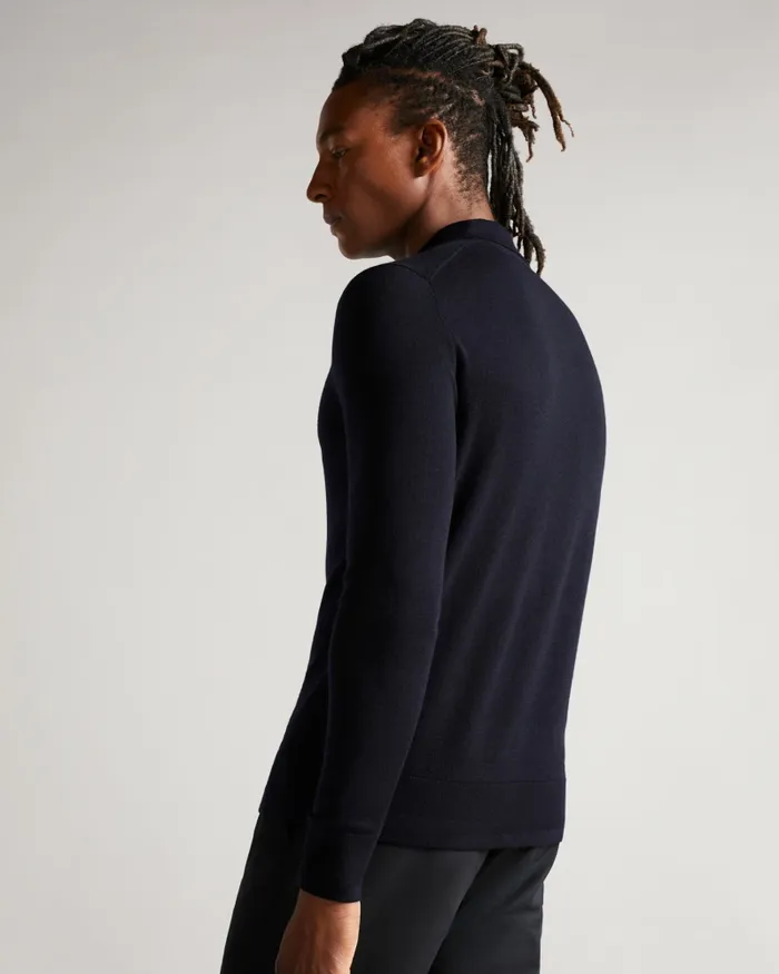 Men WEMBLEY 8211 Merino Wool Long Sleeve Polo Shirt Navy Ted Baker Tops