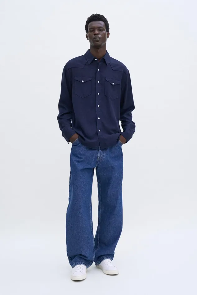 Men Western Shirt Navy Filippa K Shirts