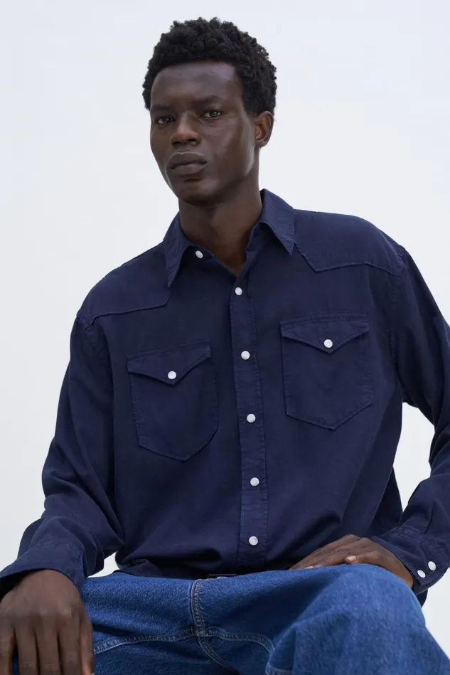 Men Western Shirt Navy Filippa K Shirts