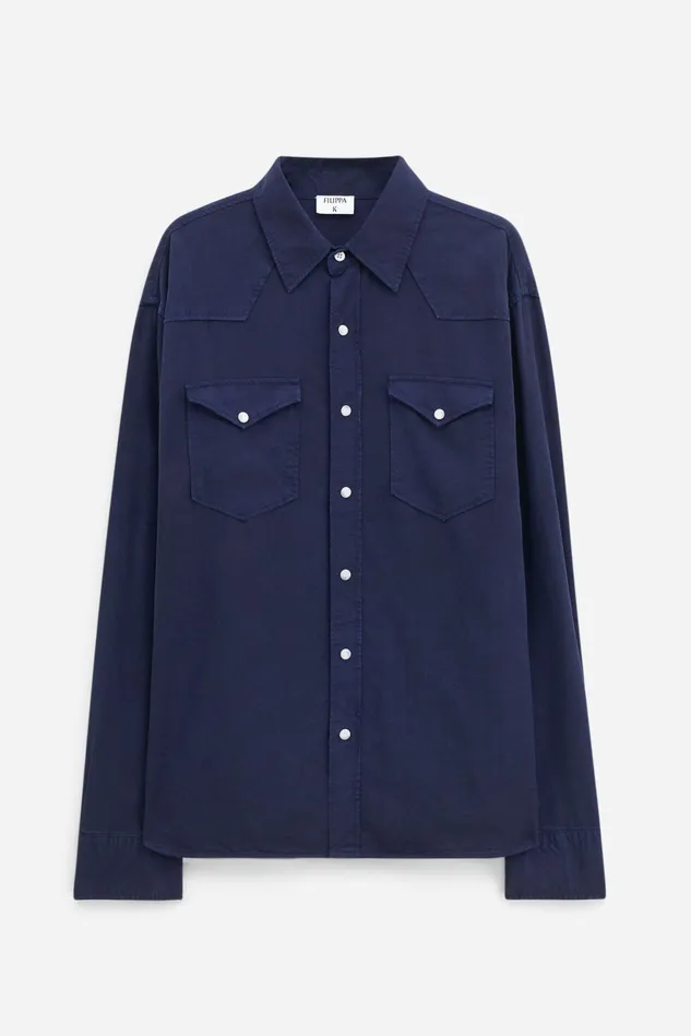 Men Western Shirt Navy Filippa K Shirts