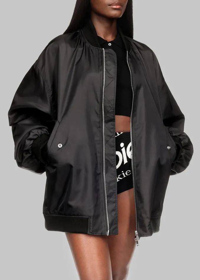 MenWomen Lawrence Bomber Jacket X Barbie 8211 Black The Frankie Shop Outerwear