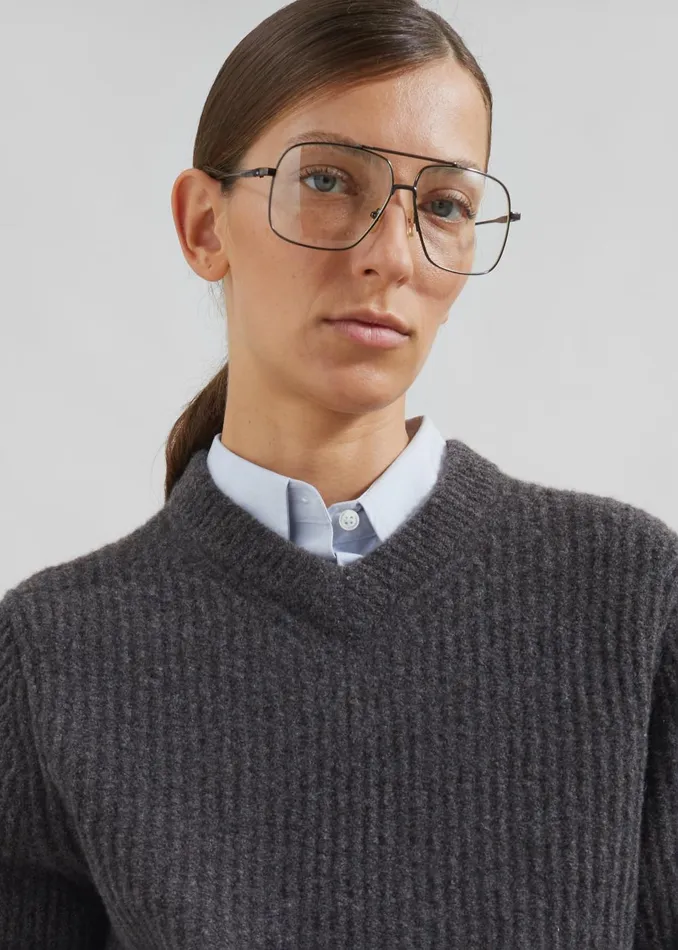 MenWomen Samse Samse Sakoji VNeck 8211 Volcanic Ash The Frankie Shop Knitwear