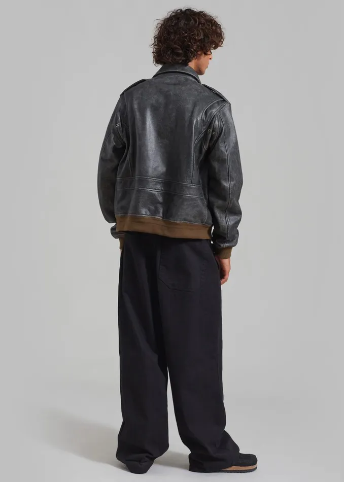 Men Wyatt Leather Bomber Jacket 8211 Charcoal The Frankie Shop Outerwear