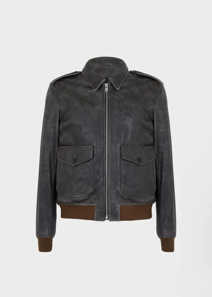 Men Wyatt Leather Bomber Jacket 8211 Charcoal The Frankie Shop Outerwear