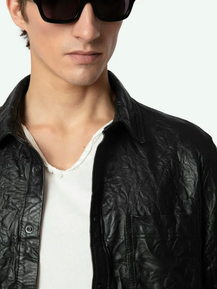 Men Zadig and Voltaire Shirts Serge Leather Shirt Black Men Zadig and Voltaire Shirts Serge Leather Shirt Black