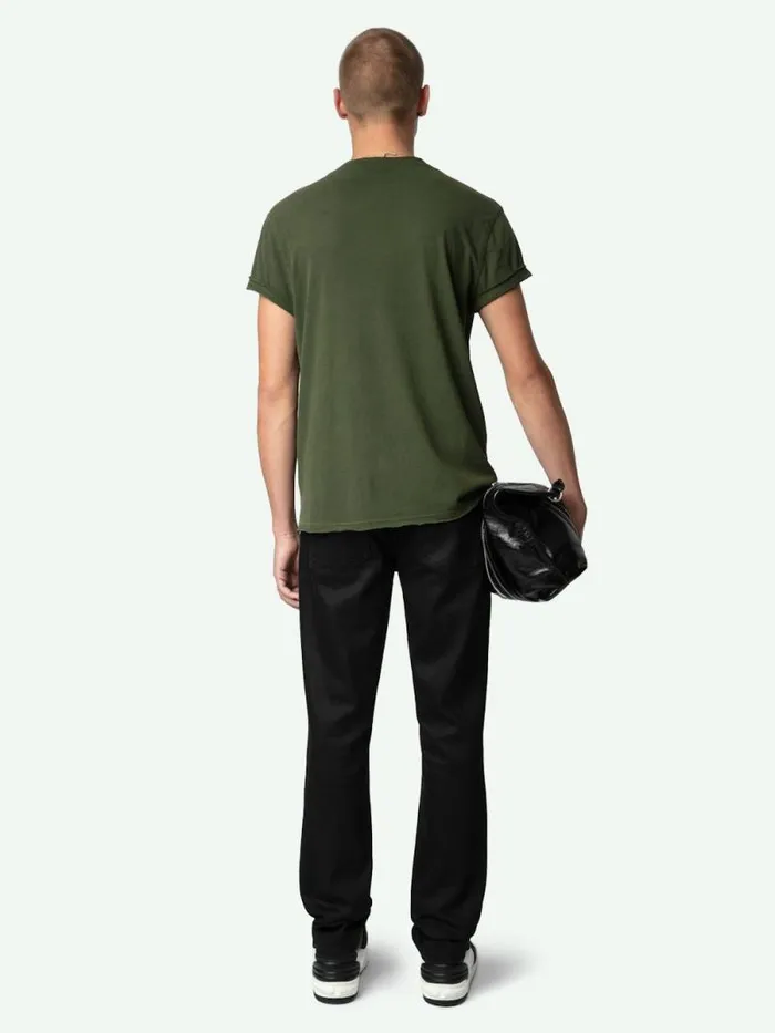Men Zadig and Voltaire TShirts Monasti Henley Tshirt Used Kaki