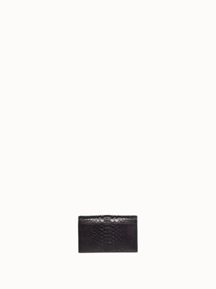 Metallic Python Leather Crossbody Envelope Clutch Black Women Akris Clutches
