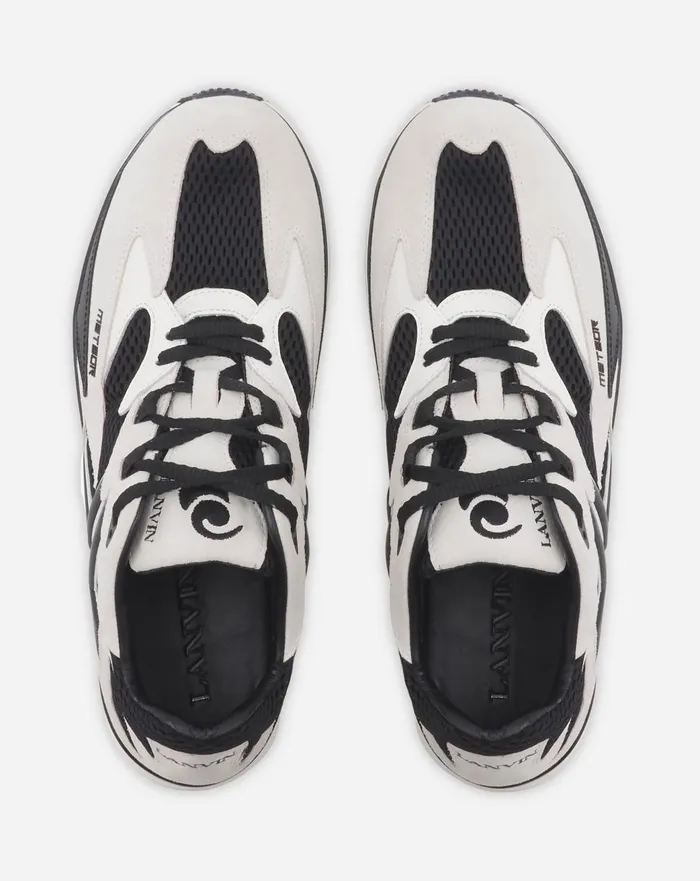 Meteor Sneakers In Mesh And Suede Blackwhite Women Lanvin Sneakers