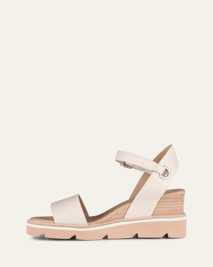 MID SANDALS jomercer Women Katie mid heel wedge sandals bone leather