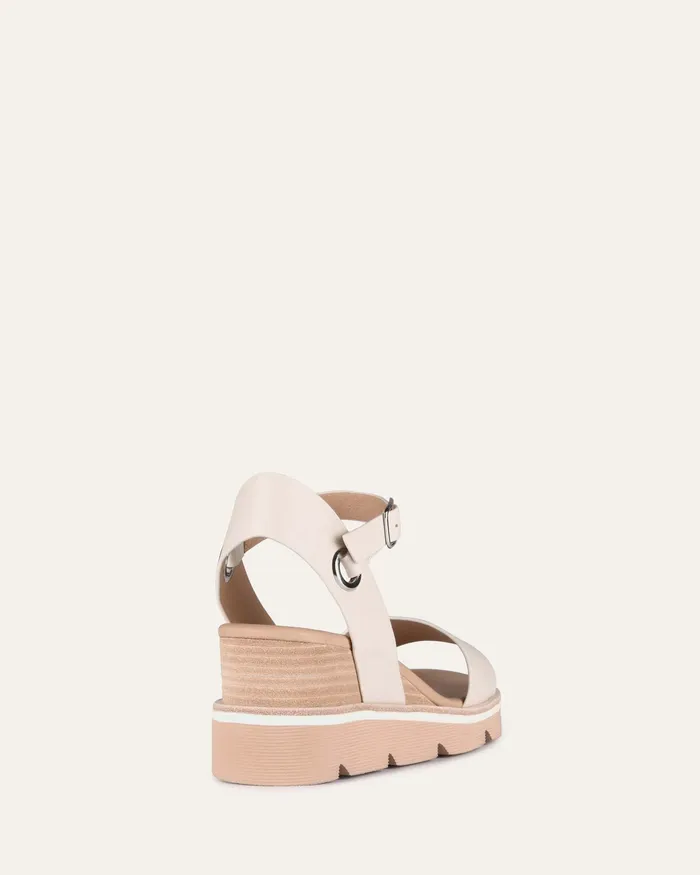 MID SANDALS jomercer Women Katie mid heel wedge sandals bone leather
