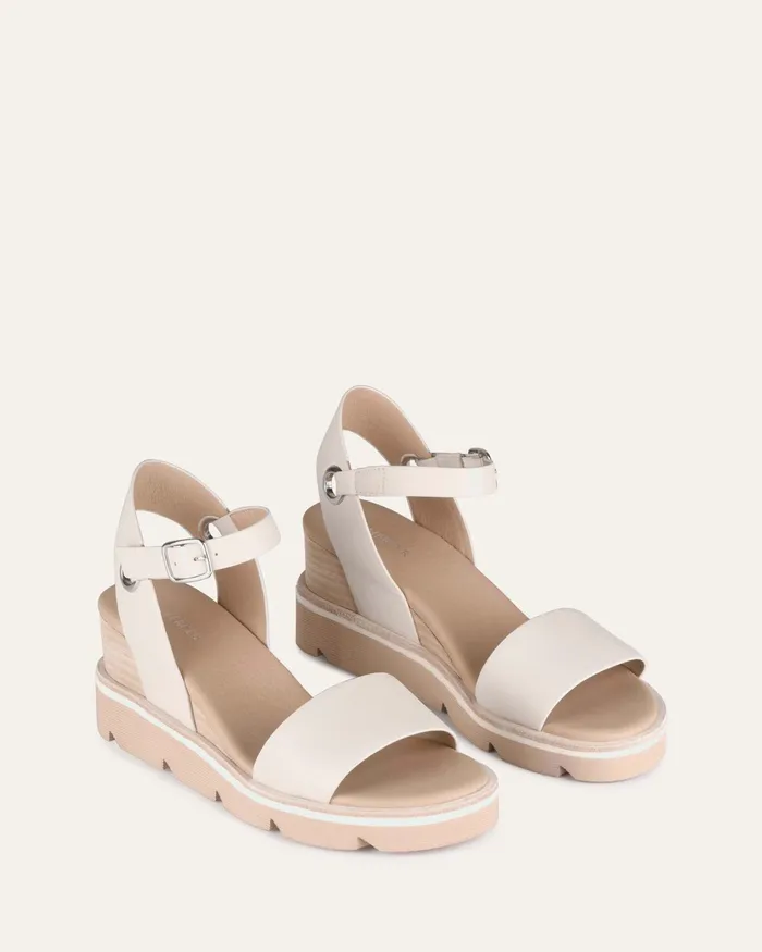 MID SANDALS jomercer Women Katie mid heel wedge sandals bone leather