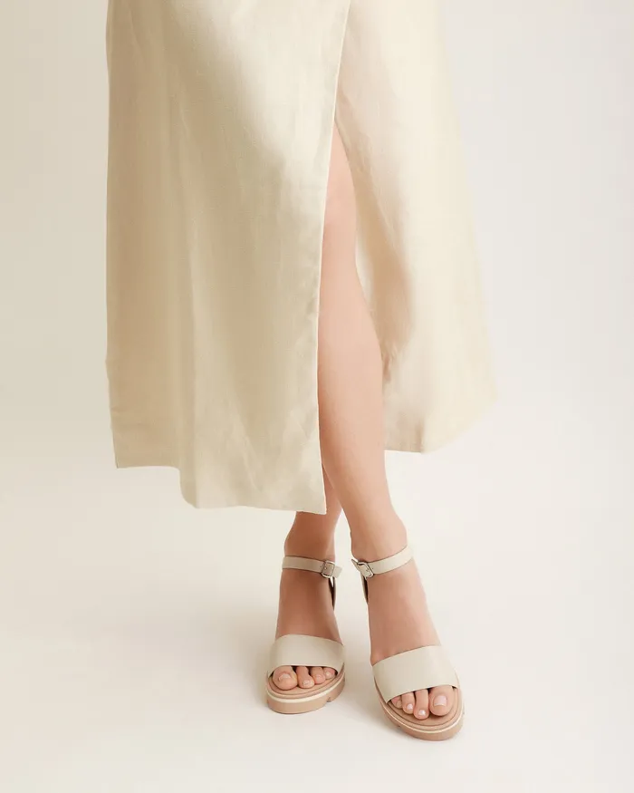MID SANDALS jomercer Women Katie mid heel wedge sandals bone leather